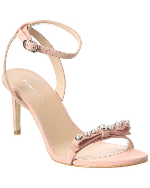 Stuart Weitzman Pink Luella 75 Suede Sandal