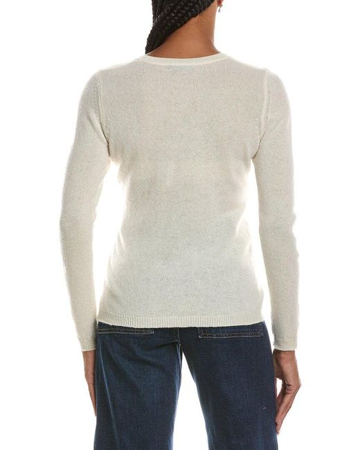 Forte White Basic V-Neck 100% Cashmere Pullover