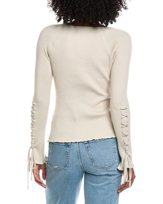 Laundry by Shelli Segal White Tie Sleeve Sweater