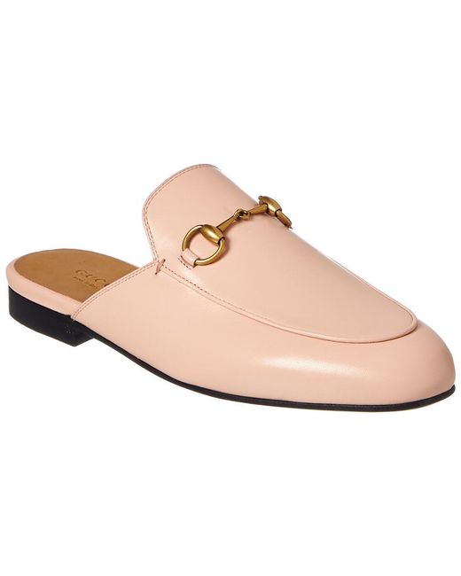 Gucci Pink Leather Princetown Slippers