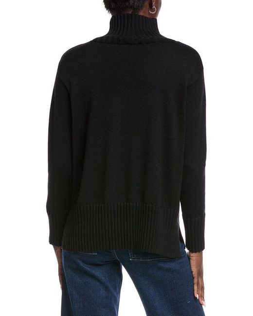Eileen Fisher Black Petite Turtleneck Wool Pullover