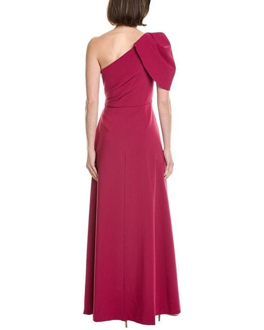 Kay Unger Red Bijou One-Shoulder Jumpsuit