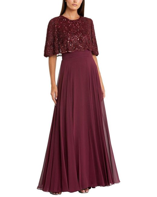 Mac Duggal Red Overlay A-Line Gown