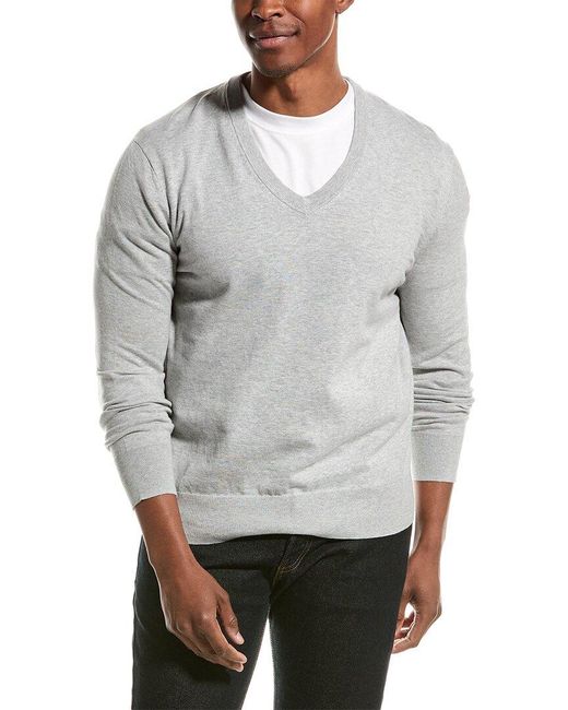 Brooks Brothers Gray Jersey V-neck Sweater for men