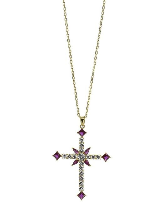Ebru Jewelry Metallic Protection & Luck Cz Pendant Necklace