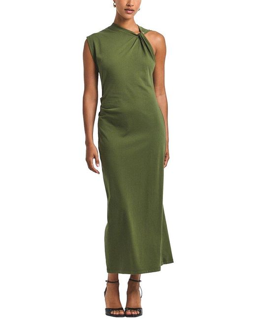 10 Crosby Derek Lam Green Evelise Asymmetric Embellished Twist Dress