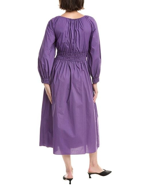 Rebecca Taylor Purple Poplin Smocked Waist Maxi Dress