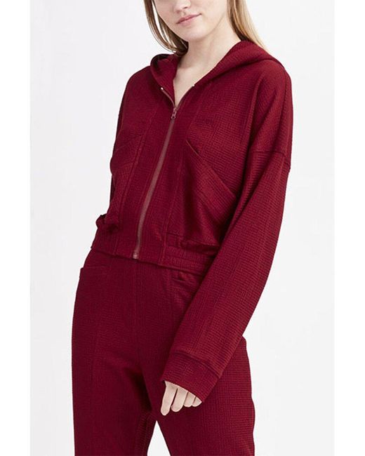 BCBGeneration Red Knit Zip Front Hoodie