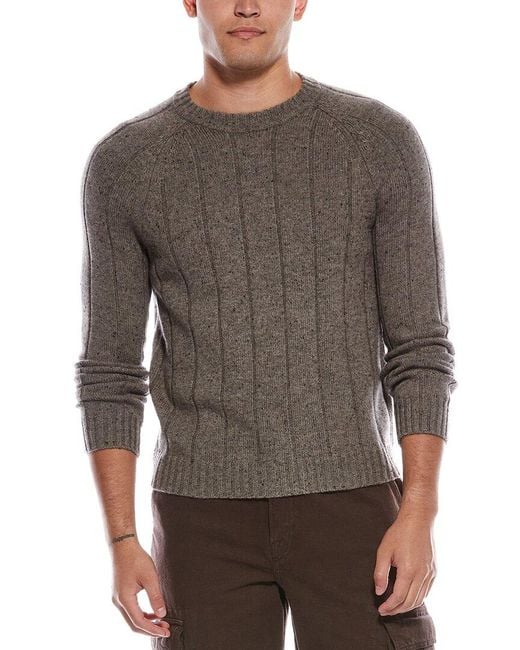 Autumn Cashmere Gray Wool & Cashmere-Blend Raglan Crewneck Sweater for men