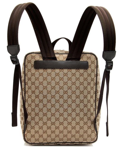 Gucci Brown Gg Canvas & Leather Travel Large Backpack (Authentic Pre-Owned)