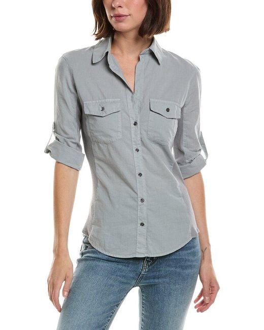 James Perse Gray Contrast Panel Shirt