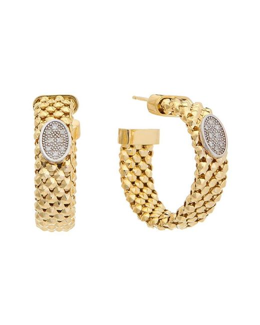 Meshmerise Metallic 18k Over Silver 0.12 Ct. Tw. Diamond Earrings