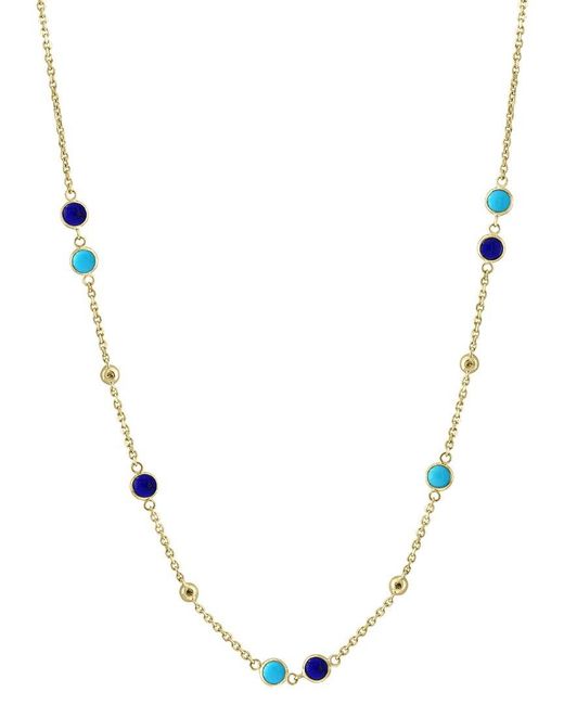 Effy Fine Jewelry Metallic 14K 1.95 Ct. Tw. Diamond & Lapis, Necklace