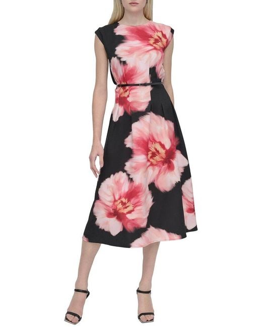 DKNY Red Fit & Flare Dress