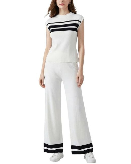 Tedora White 2Pc Top & Pant Set