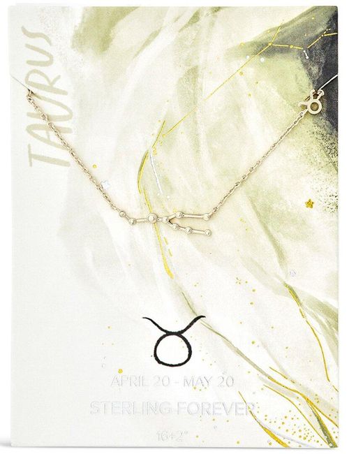 Sterling Forever White Rhodium Plated Taurus Pendant Necklace