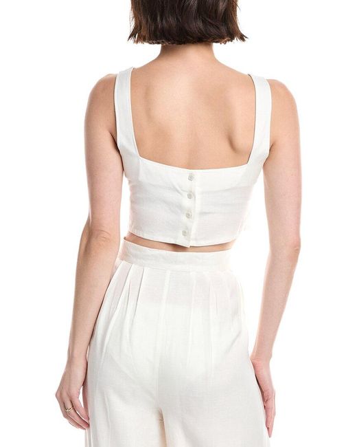La Porte White Loose Linen-Blend Tank
