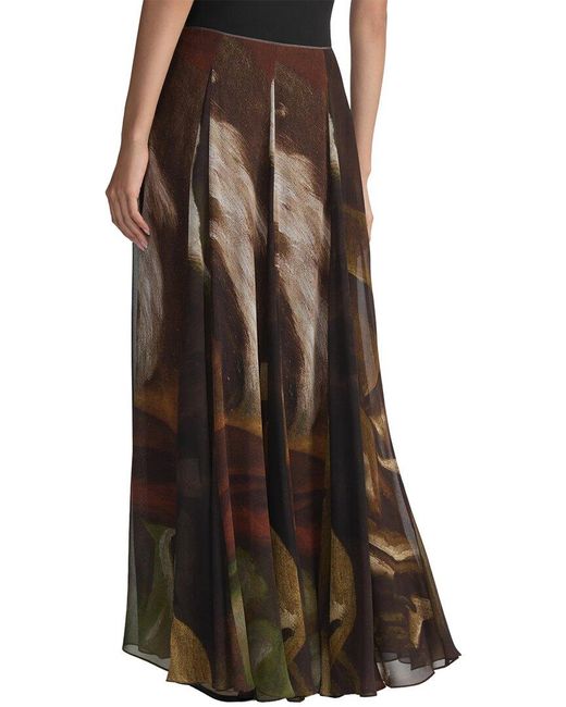 Lafayette 148 New York Brown Floor Length Godet Silk Skirt
