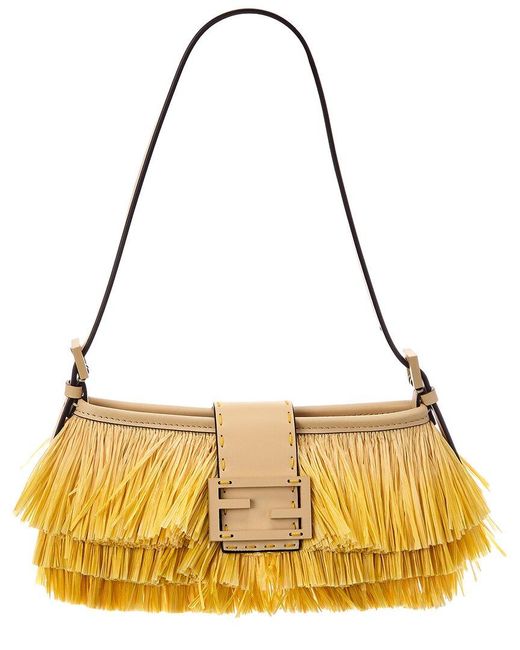 Fendi Metallic Baby Raffia Shoulder Bag