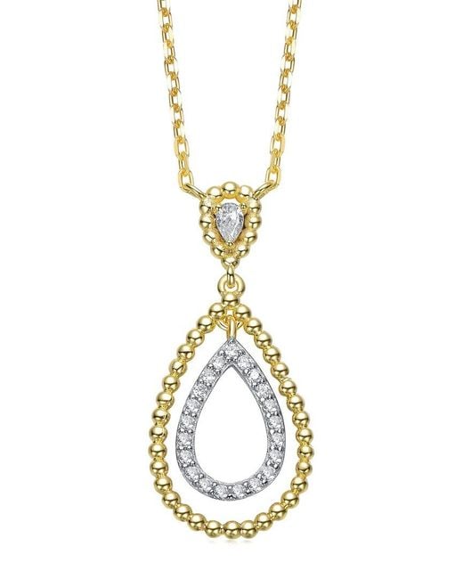 Rachel Glauber Metallic 14K Plated Cz Drop Pendant