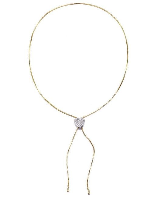 Adornia White 14K Plated Cz Heart Bolo Necklace