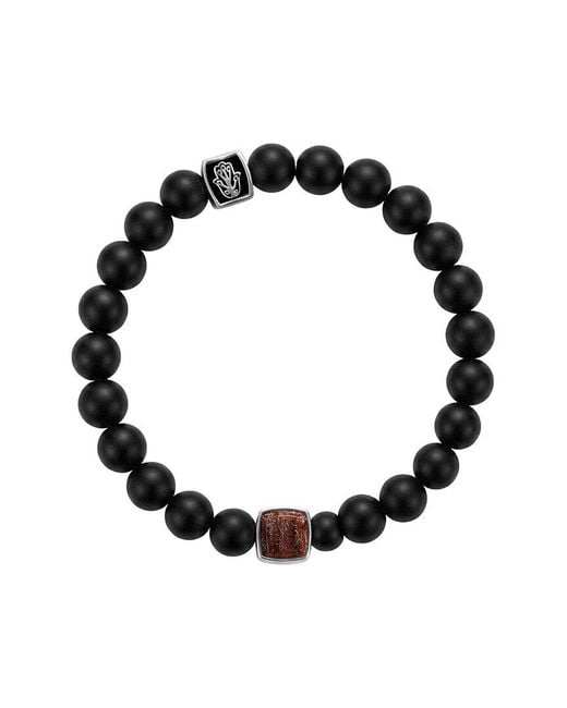 Karma and Luck Black Birthstone Plated Garnet Stretch Bracelet