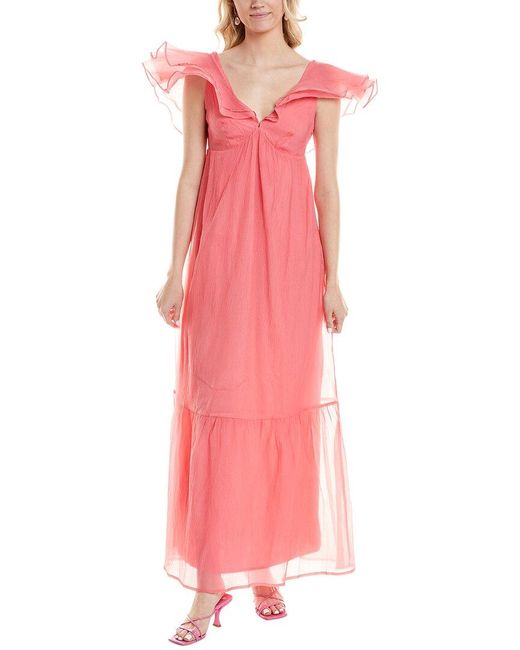 Marion Pink Crinkled Chiffon Maxi Dress