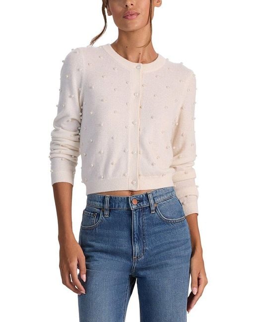 Alice + Olivia Blue Dollie Embellished Cashmere-Blend Cardigan