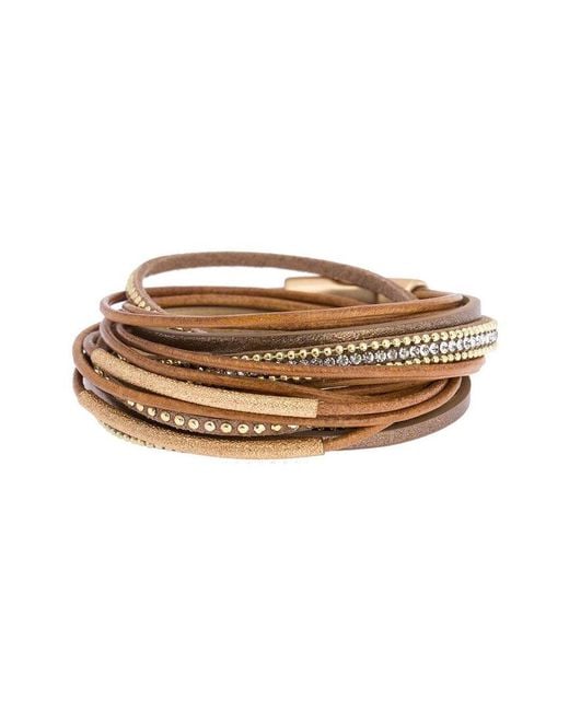 Saachi Brown Flaunt Rhinestone Multi Strand Bracelet