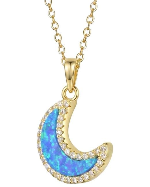 Genevive Jewelry Blue Rachel Glauber 14K Plated Cz Pendant Necklace