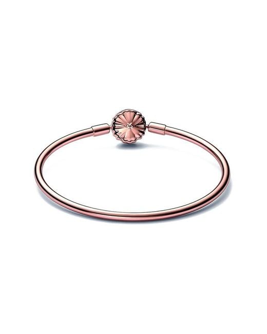 Pandora White Moments 14k Rose Gold Plated Cz Sparkling Snowflake Clasp Bangle
