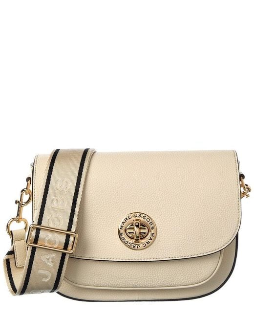 Marc Jacobs Natural Signet Turnlock Leather Saddle Bag