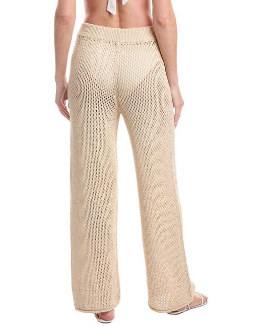 Onia Natural Crochet Knit Wide Leg Pant