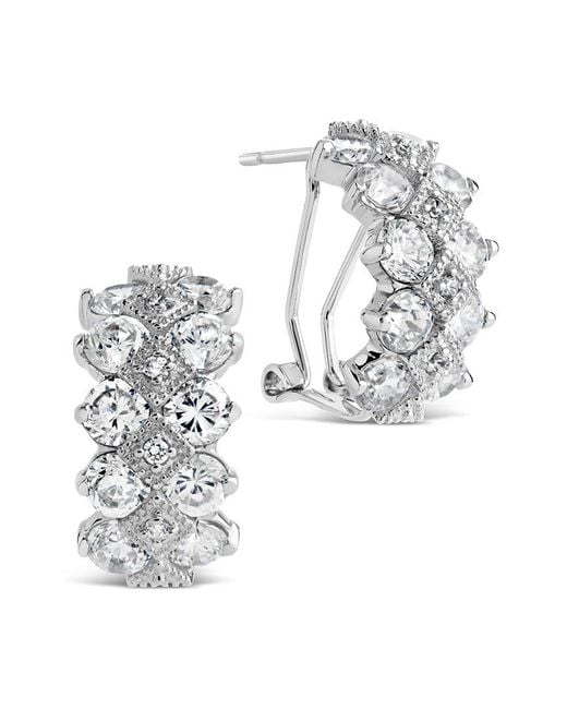 Sterling Forever White Cz Lena Statement Hoops