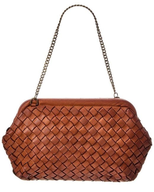 Isabella Rossetti Brown Quincy Hand Woven Leather Clutch