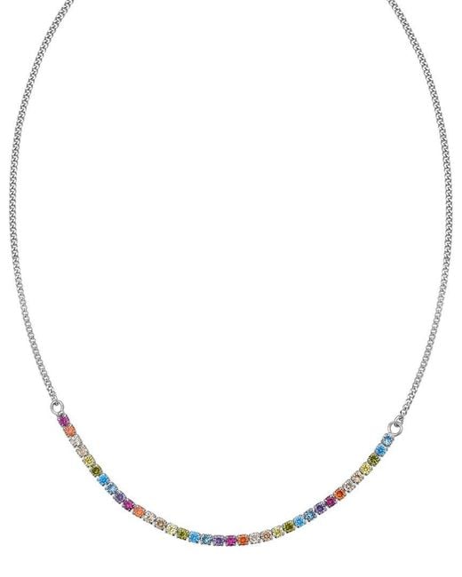 Italian Silver Metallic Italian Cz Tennis Necklace