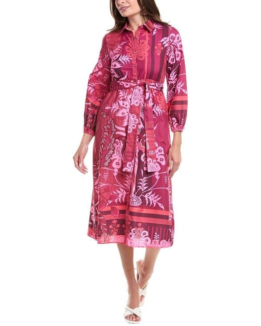 Garrie B Red Balloon Sleeve Shirtdress