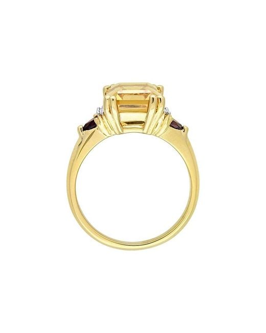 Rina Limor Metallic 3.44 Ct. Tw. Diamond & Citrine, Garnet Halo Ring