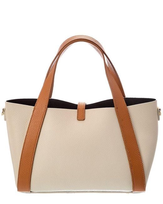 Italian Leather Natural Cleo Leather Top Handle Bag