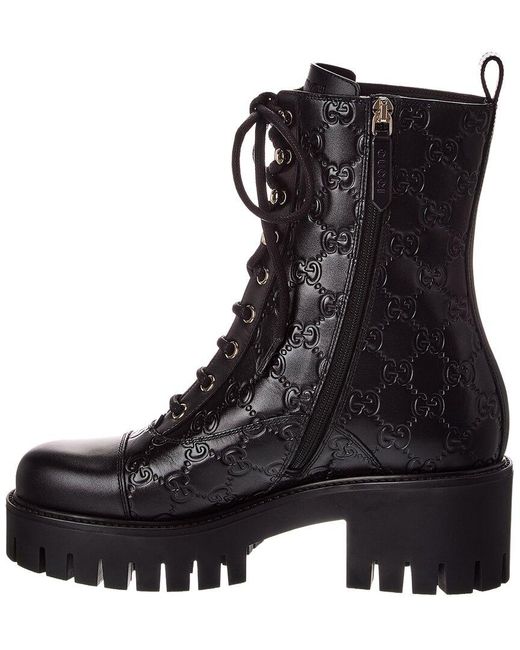 Gucci Black Gg Leather Bootie