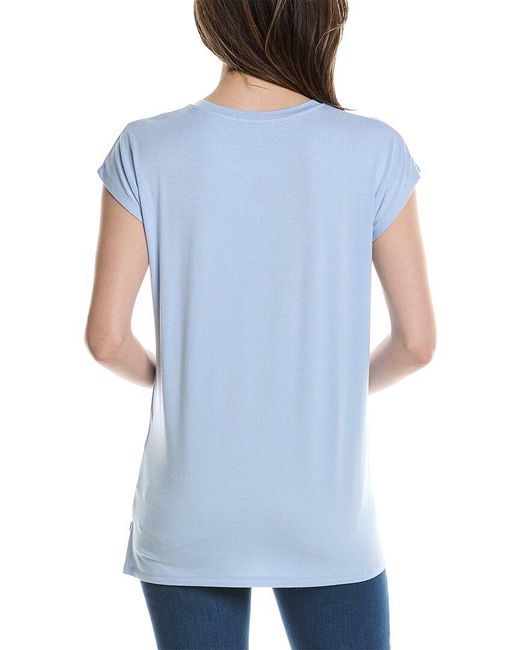 Three Dots Blue Semi Relaxed Cap Sleeve T-shirt