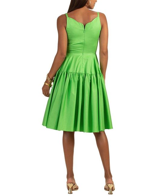 Trina Turk Green Fit And Flare Bask Dress