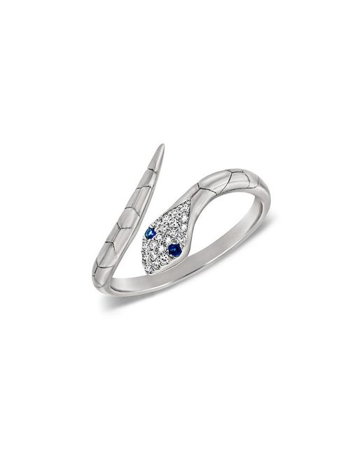 Sabrina Designs White 14k Rose Gold 0.15 Ct. Tw. Diamond & Sapphire Snake Ring
