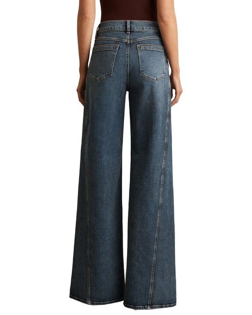 Reiss Blue Fern Twist Seam Wide Leg Jean