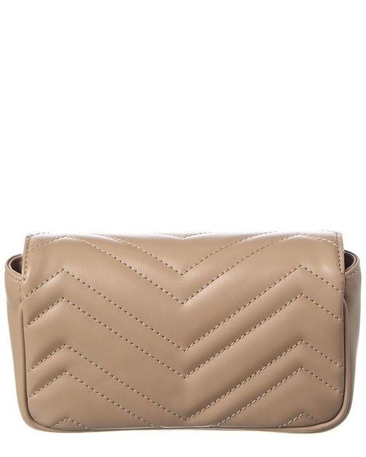 Gucci Brown Gg Marmont Super Mini Leather Shoulder Bag