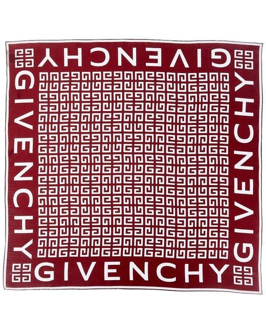 Givenchy Red 4G Small Square Silk Scarf