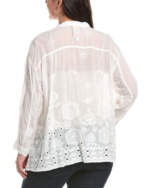 Johnny Was White Plus Slim Audrey Button-Down Shirt