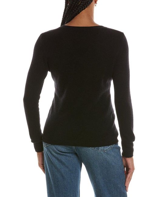 Forte Black Basic V-Neck 100% Cashmere Pullover