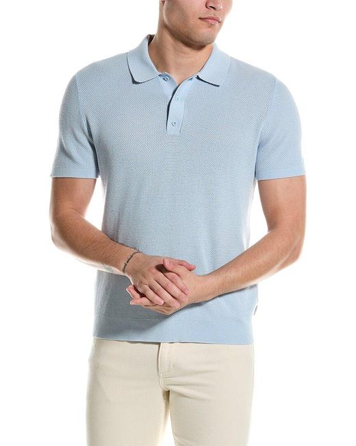 Onia Blue Textured Polo Shirt for men