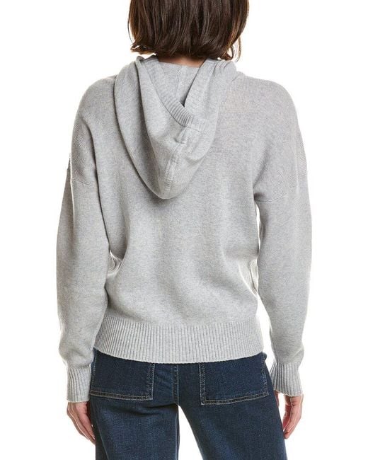 Brodie Cashmere Gray Ribbed Wool & Cashmere-Blend Hoodie